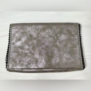 Chelsea 28 Silver Chain Whip Stitched Women's Clutch Crossbody Bag EUC